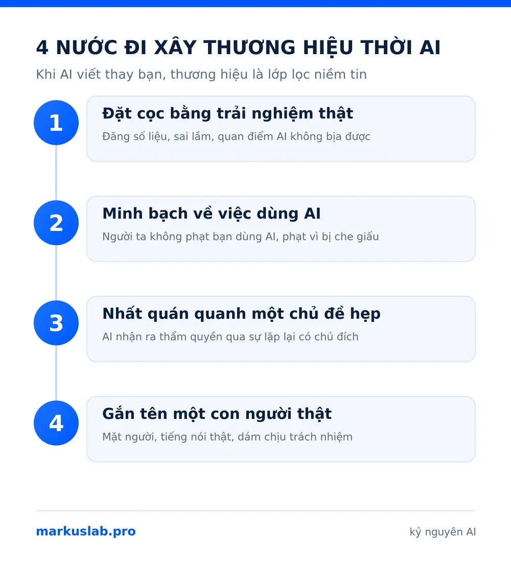 Infographic 4 nước đi xây dựng thương hiệu trong kỷ nguyên AI
